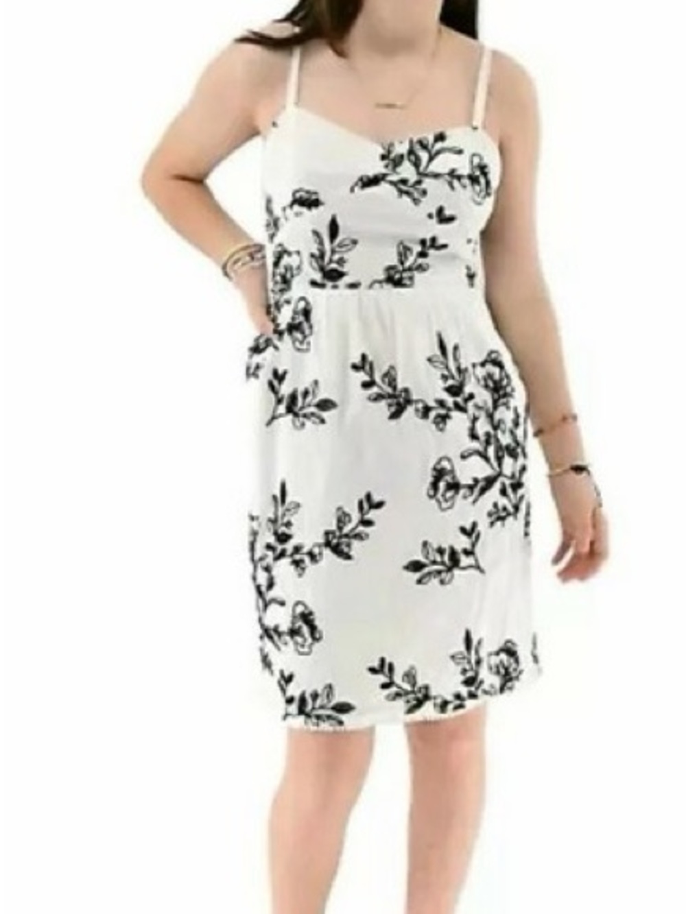 J.Crew Women’s Size 12 White Black Floral Embroidered Cotton Sundress